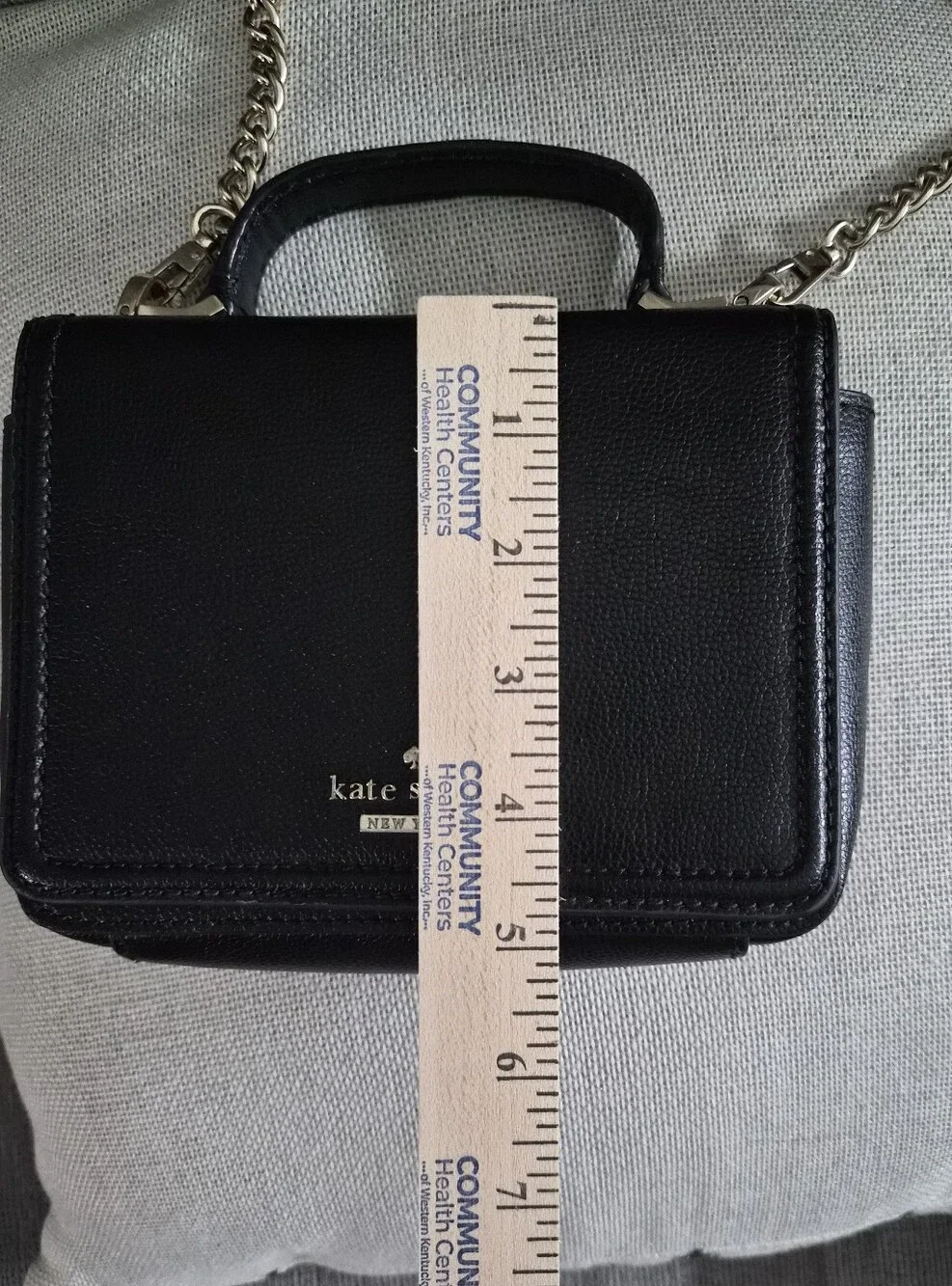 MINI kate spade Black Leather Crossbody with Gold Chain Strap
